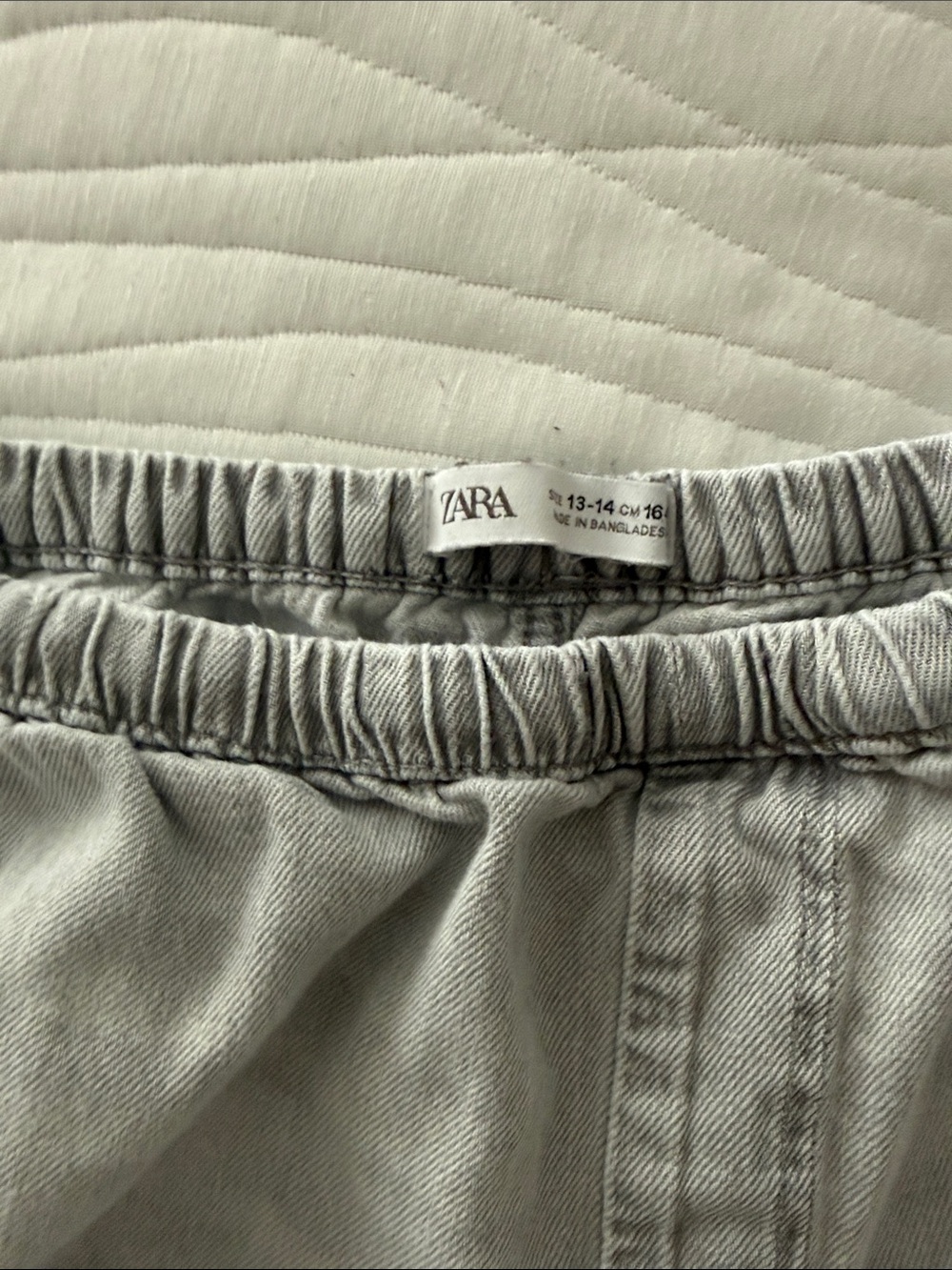 Zara Girls Pale Gray Elastic Waist Denim Pants